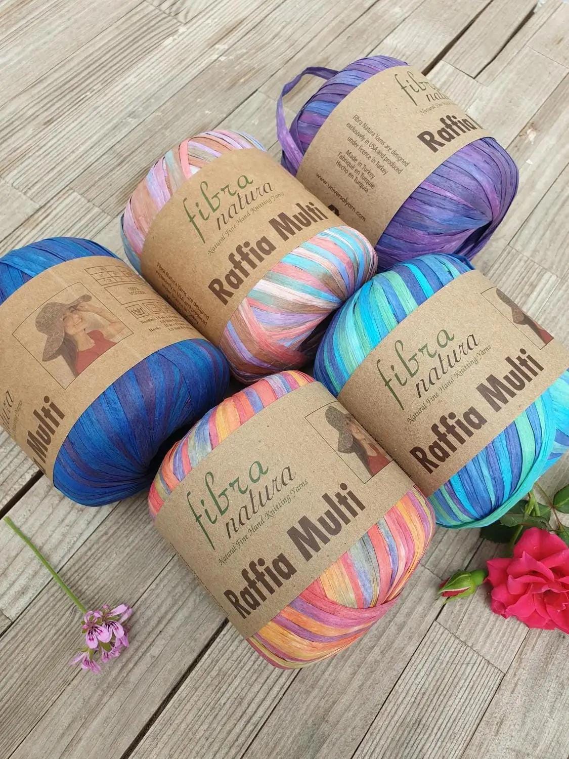 Himalaya Raffia Multi , Fibra Natura Multi Colors, paper yarns, 35 gr - 1,23 oz, 80 mt - 87 yards, crochet yarn, basket yarn, cord yarn